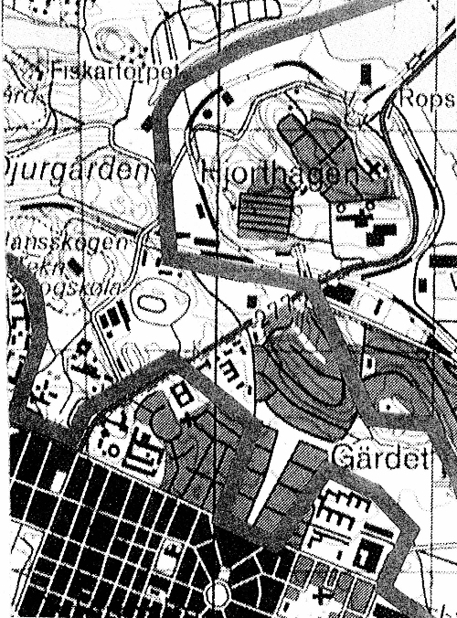 Karta från propositionen om Nationalstadsparken